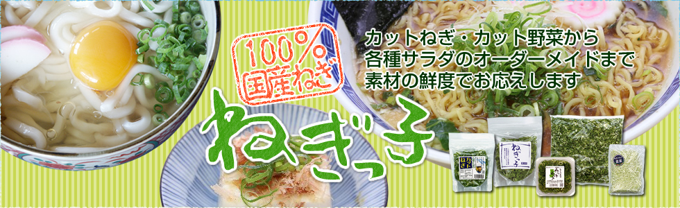 100%国産ねぎ！【ねぎっ子】カットねぎ・カット野菜から各種サラダのオーダーメイドまで素材の鮮度でお応えします